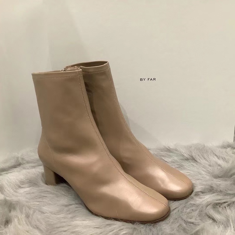 By Far Sofia Ankle Boots in Nude
